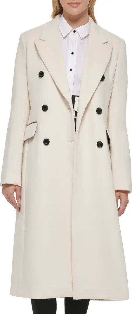 Karl Lagerfeld Paris Wool Blend Double Breasted Coat | Nordstrom | Nordstrom