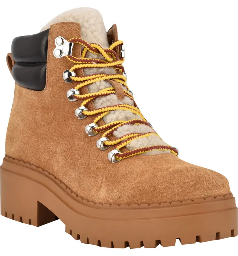 Marc Fisher LTD Nairy Lace-Up Genuine Shearling Lug Sole Bootie | Nordstromrack | Nordstrom Rack