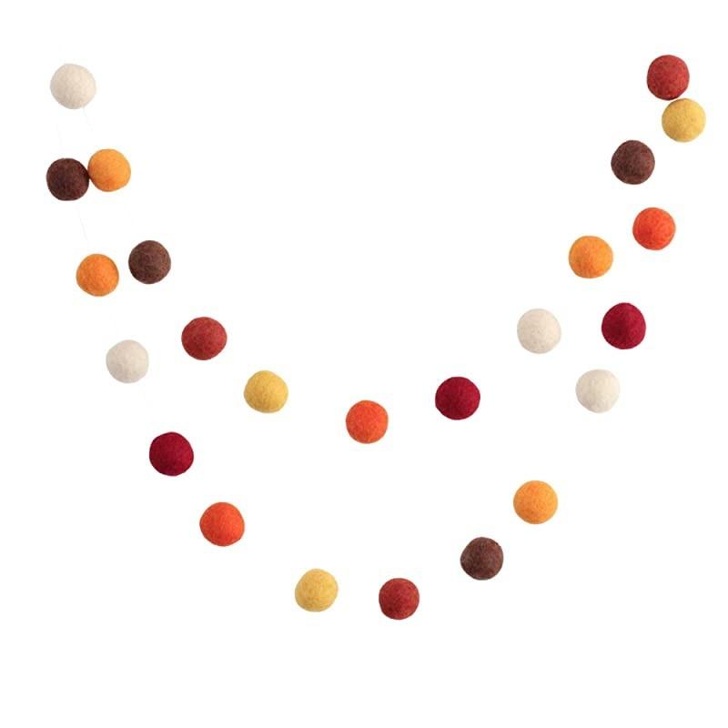 "Autumn Leaves" 7 ft long adjustable Handmade Felt Ball Garland by Sheep Farm Felt- Fall Pom Pom ... | Amazon (US)