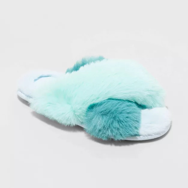 Women's Paris Crossband Fur Slide Slippers - Stars Above™ | Target