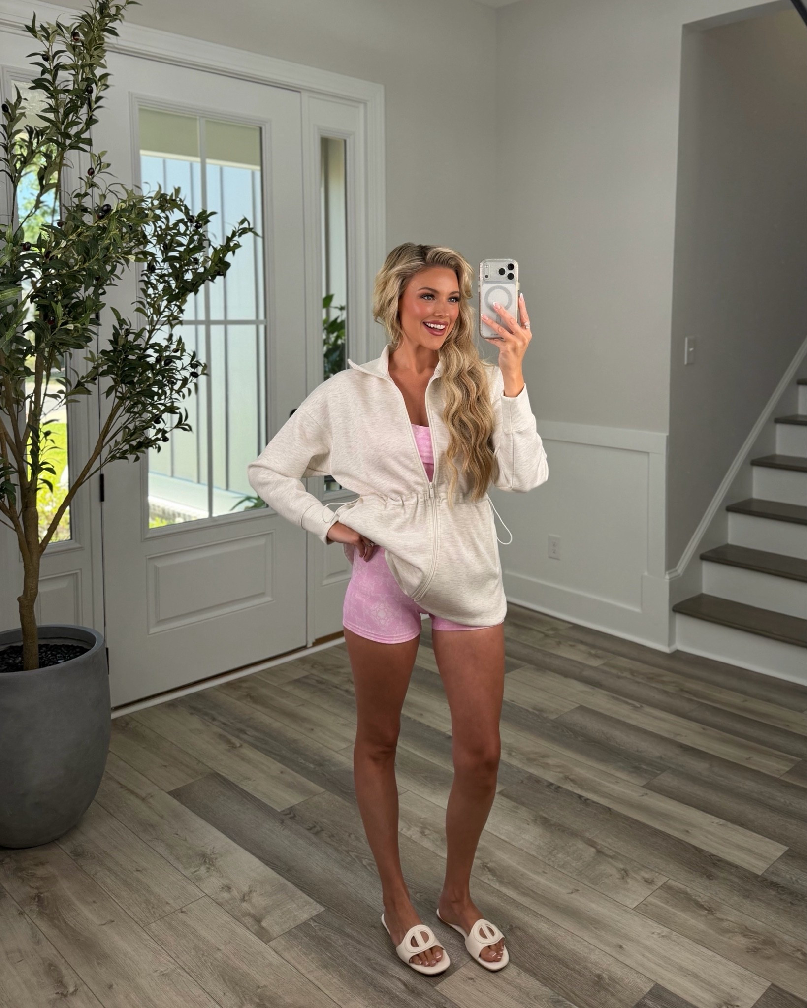 My favorite zip up sweatshirt & a cute new active set for Pilates today 💗

#LTKootd #LTKSaleAlert #LTKActive