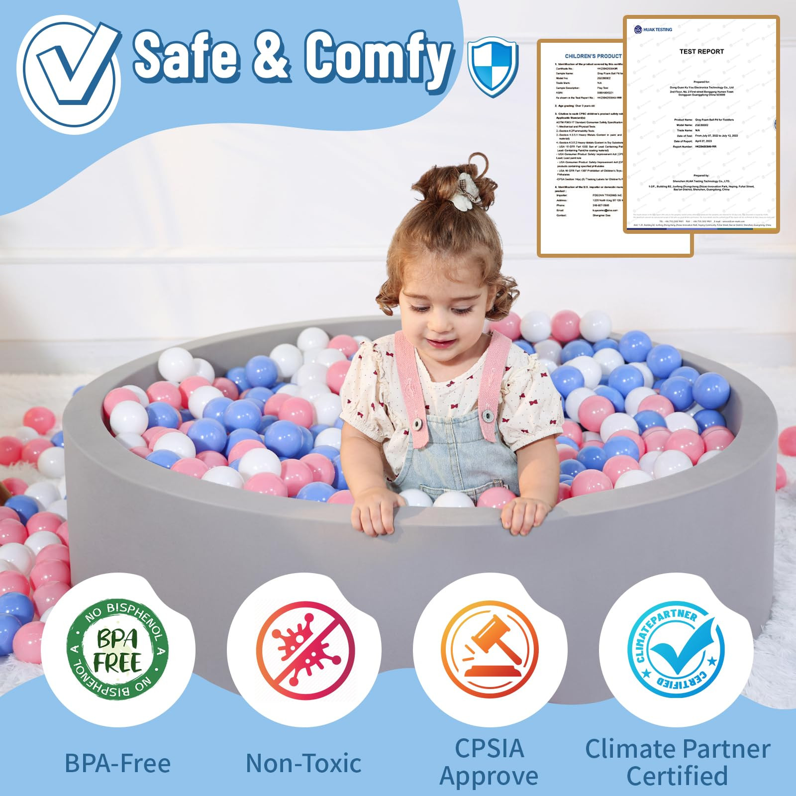 Wilwolfer Foam Ball Pit for Toddlers, Large Baby Ball Pit for Babies with Soft Memory Sponge, Ind... | Amazon (US)