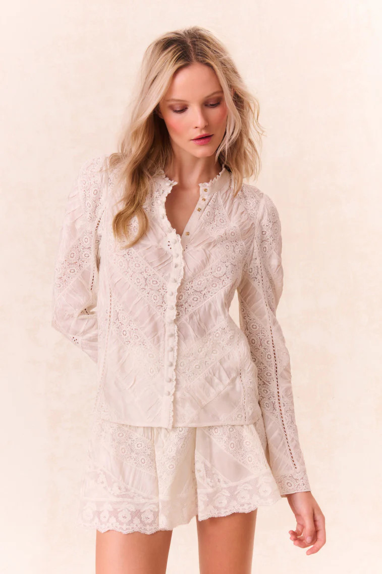 Isaline Button Down Lace Top | LoveShackFancy