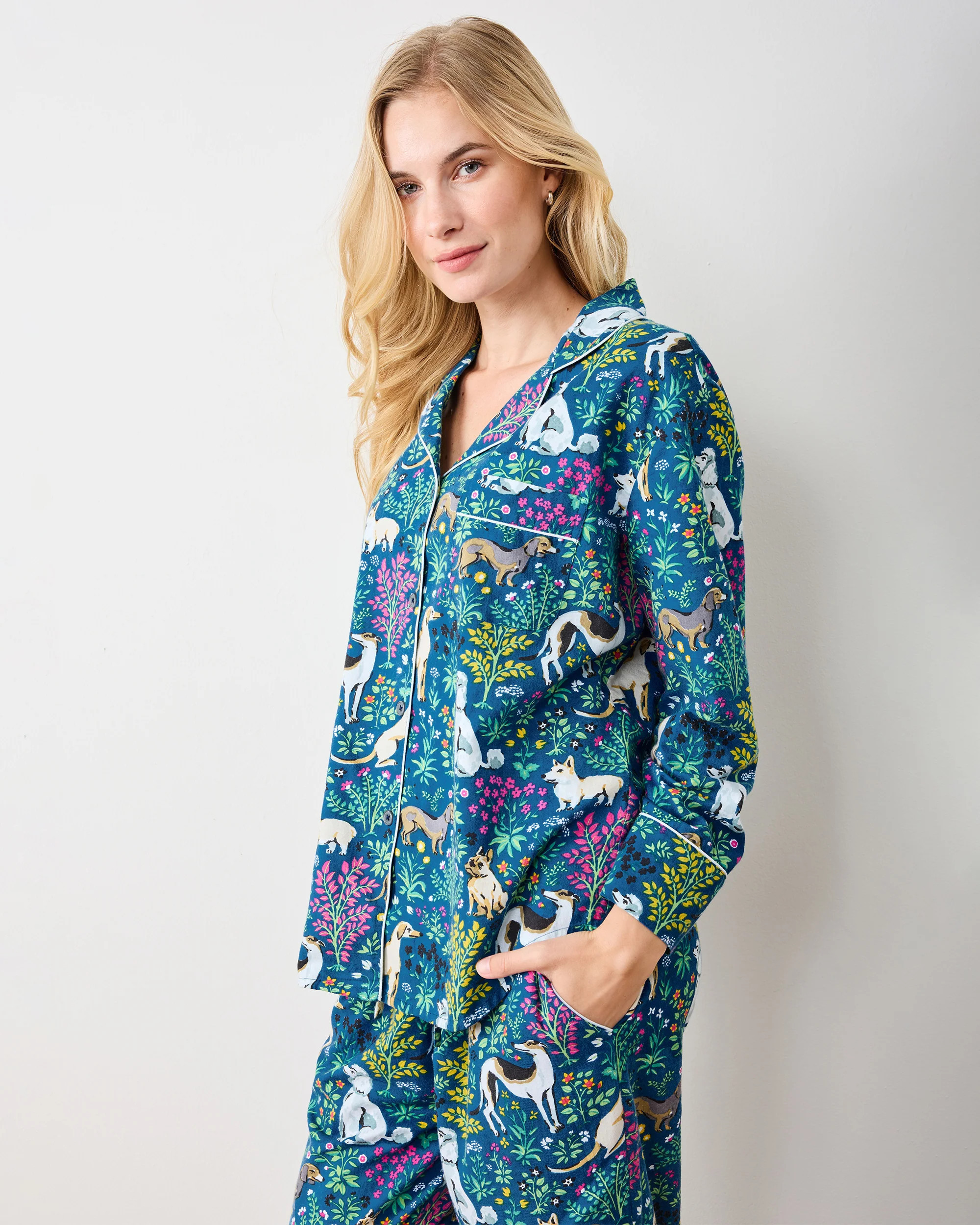 Must Love Dogs - Petite Lightweight Flannel Long PJ Set - Indigo - Printfresh | Printfresh