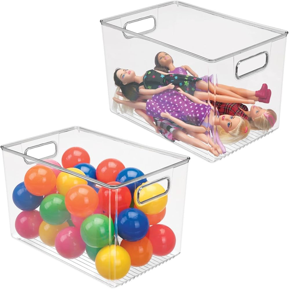 mDesign Deep Plastic Home Storage Organizer Bin with Built-in Handles for Cube Furniture Shelving... | Amazon (US)
