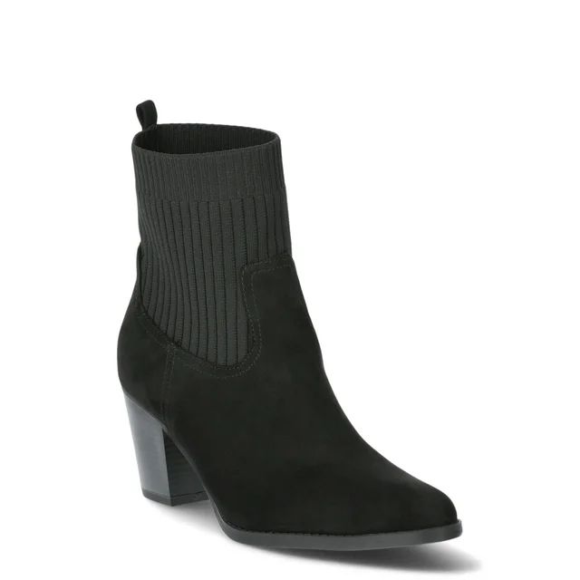 Time and Tru Women's Faux Suede Knit Ankle Boots, Sizes 6-11 | Walmart (US)