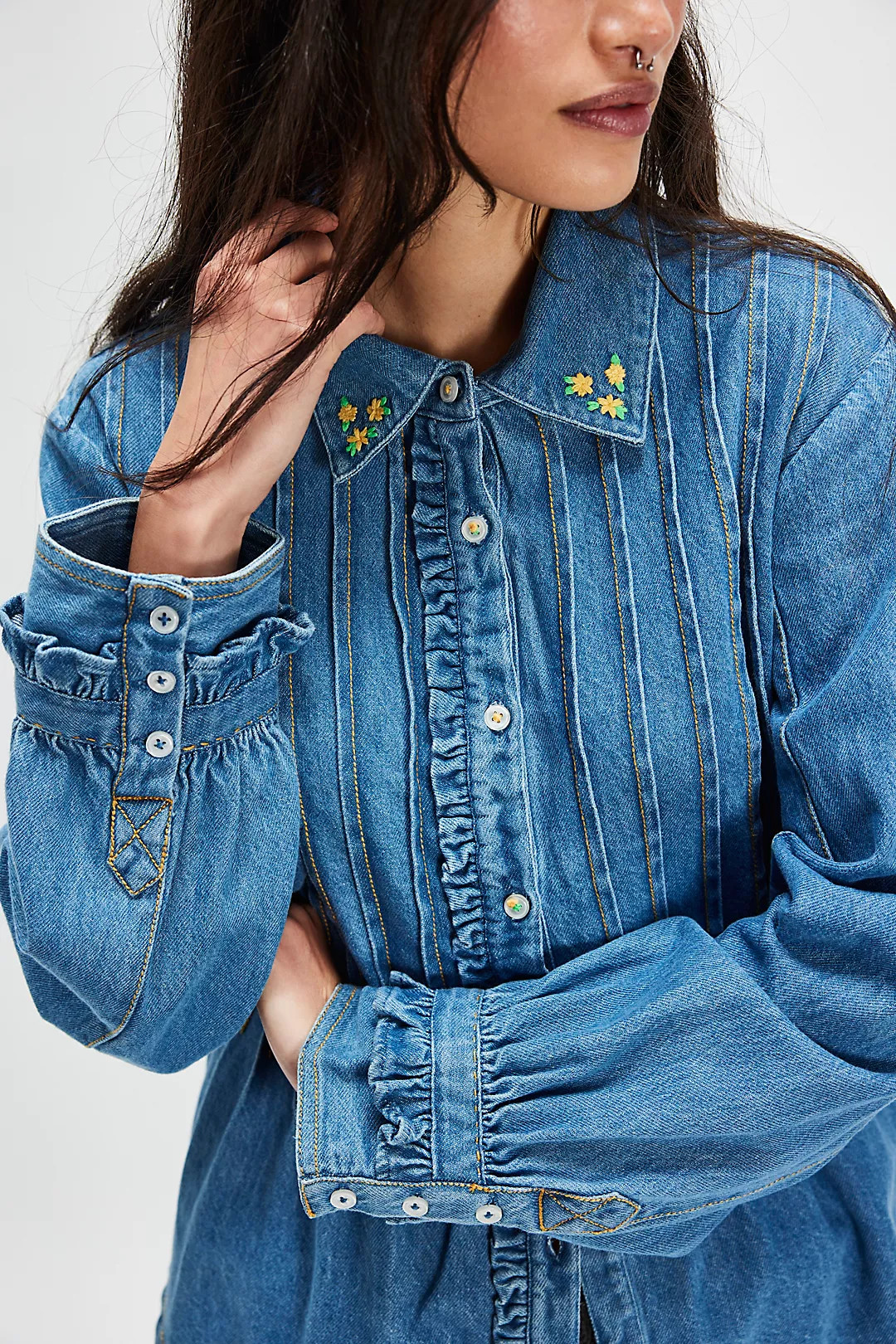 Robin Pintuck Denim Shirt | Free People (Global - UK&FR Excluded)
