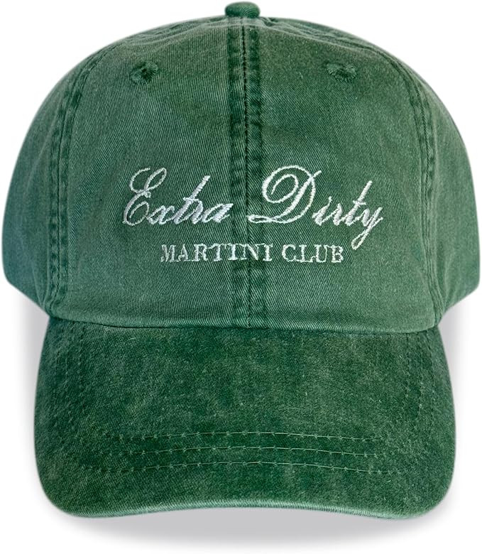 ValDesigns Extra Dirty Martini Club Washed Out Green Baseball Cap with Cursive White Embroidery O... | Amazon (CA)