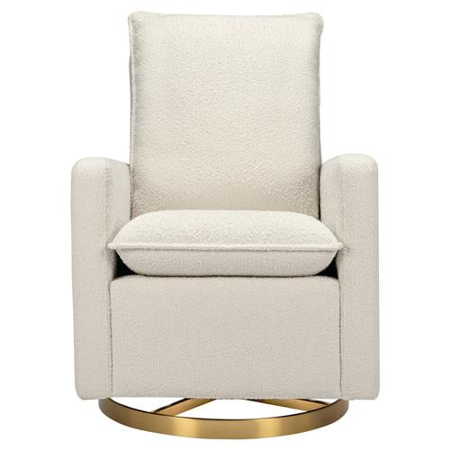 Babyletto Cali Modern Classic Cream Boucle Gold Base Pillowback Swivel Glider | Kathy Kuo Home
