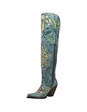 Dan Post Boots Womens Flower Child Snip Toe Dress Boots Over the Knee High Heel 3" & Up - Blue - Siz | Amazon (US)