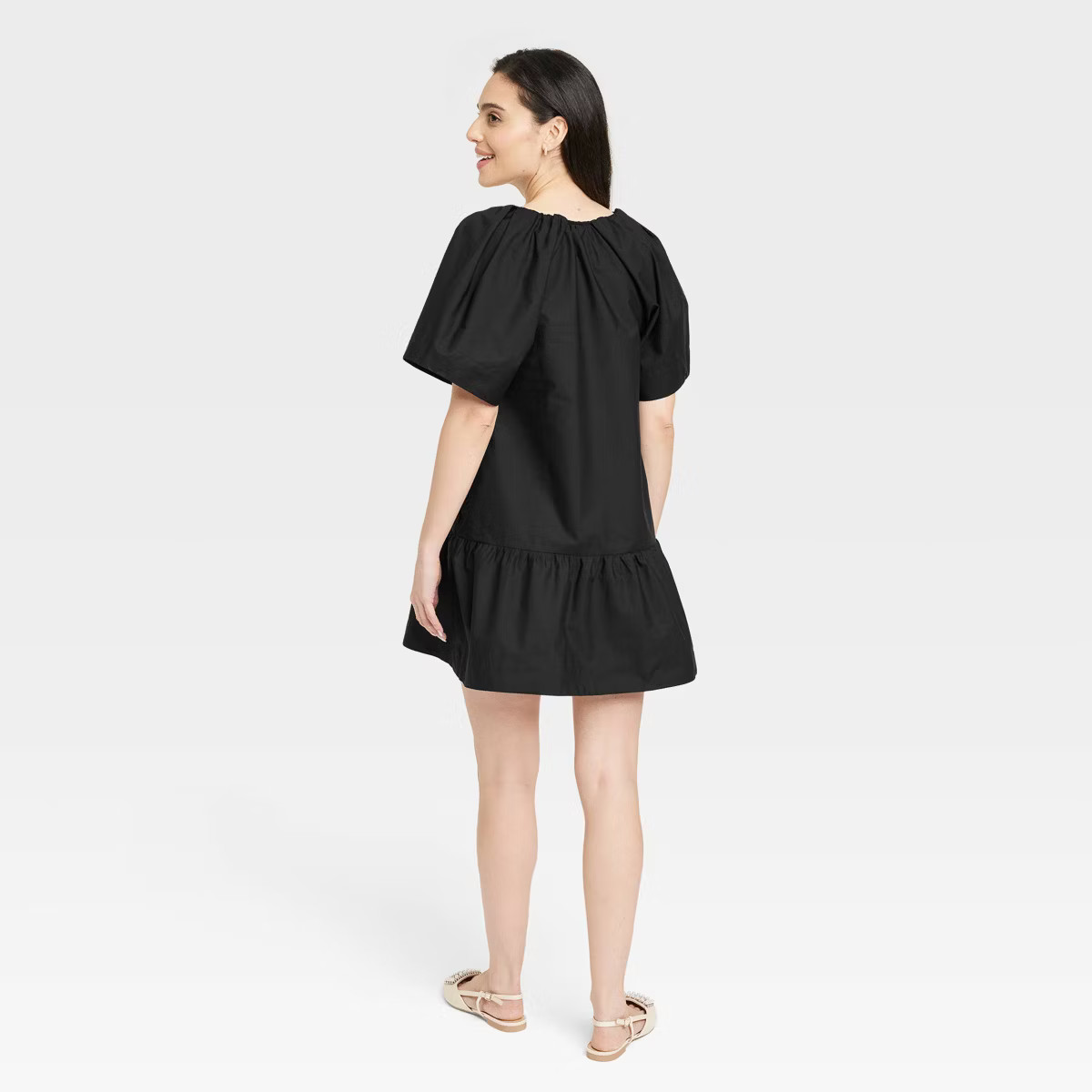 Women's Flutter Short Sleeve Mini Poplin Dress - A New Day™ | Target