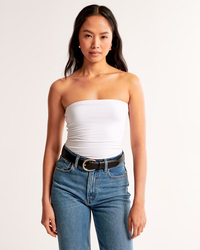 Cotton-Blend Seamless Fabric Tuckable Tube Top | White Top | White Crop Top | Abercrombie & Fitch (US)