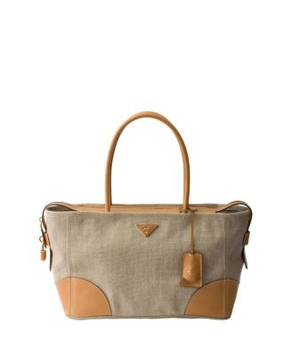 Prada Large Linen And Leather Tote Bag | Bloomingdale's NEW & NOW Women's New Arrivals | Bloomingdale's (US)