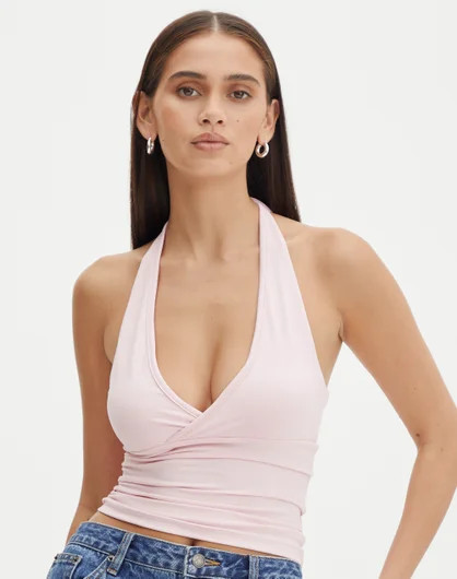 Supersoft Halter Neck Top in Pink Mochi | Glassons | Glassons (Australia)