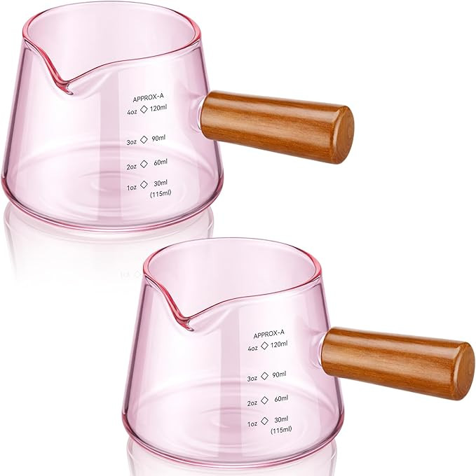 2 Pcs Espresso Cups, 4 oz Espresso Shot Glasses with V-shaped Spouts and Handle, Small Cute Glass... | Amazon (US)