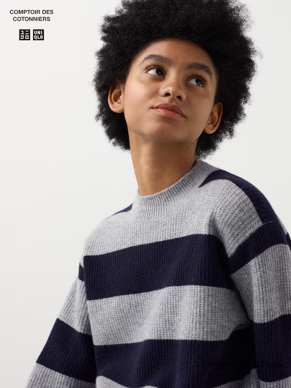 Lambswool Crew Neck Jumper (Stripe) | Uniqlo BE