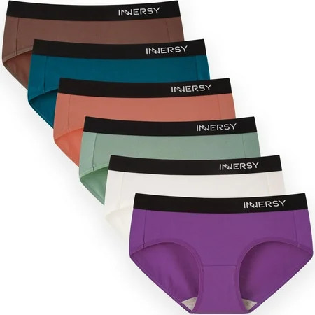INNERSY Womens Underwear Cotton Hipster Panties Low Rise Underwear For Women 6-Pack (X-Small, Multi-Color Light) | Walmart (US)