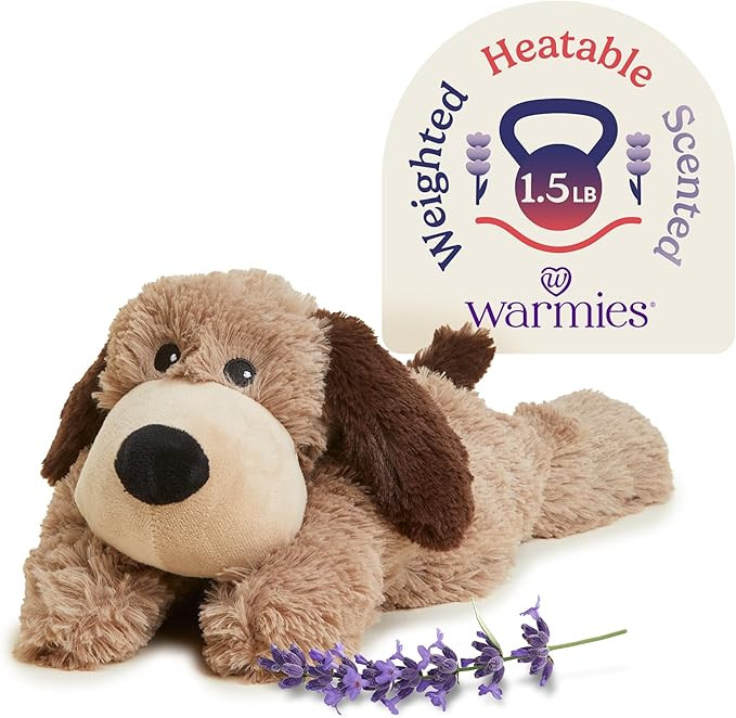 warmies Microwavable & Weighted Stuffed Animals, Brown Dog - Heated Stuffed Animal Plushie for Wa... | Amazon (US)