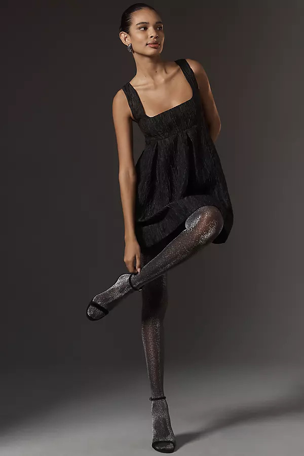 Sleeveless Squareneck Textured Babydoll Mini Dress | Anthropologie (US)