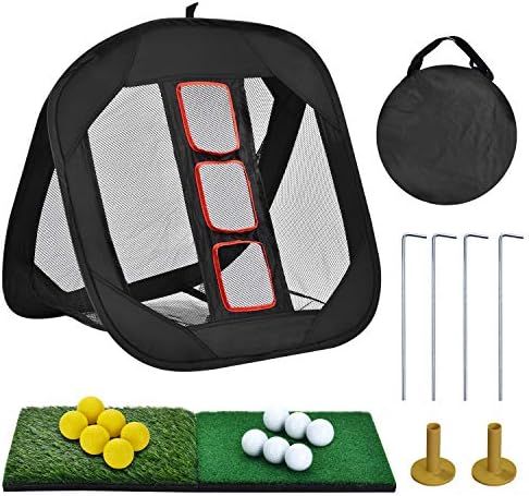 DURARANGE Pop-up Golf Chipping Net with Dual Turf Hitting Mat, 6 Driving Range Golf Balls, 6 Practic | Amazon (US)