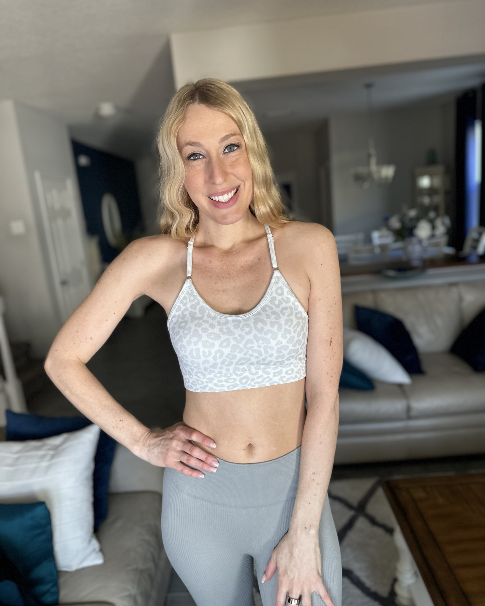 Light grey leopard print active top
🤍 a cute top to do your favorite workout in
🤍 it does have tons stretch and padding
🤍 fits true to size, wearing size small and I am 5’10”
🤍 SHEIN fashion under $50 find

#LTKfitnessgoals #LTKTall