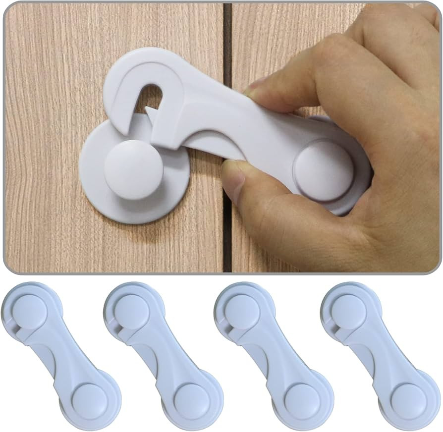 Amazon.com: Cabinet Door Locks for Baby Proofing and Child Safety, 4 Pack Childproof Cabinet Lock... | Amazon (US)