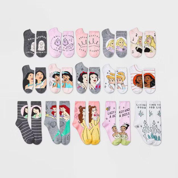 Women's Disney Princess 15 Days of Socks Advent Calendar - Assorted Colors 4-10 | Target
