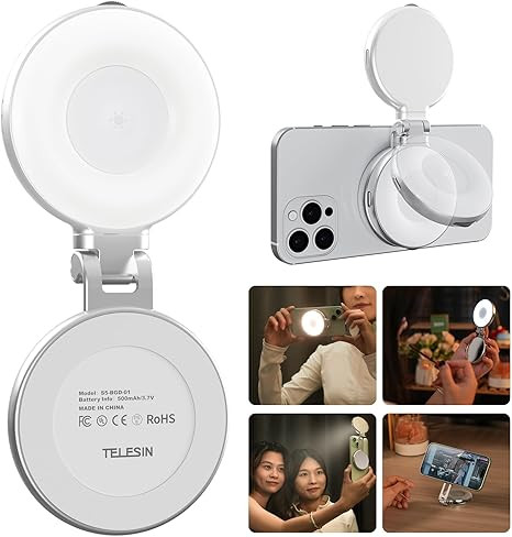 TELESIN C03 Magnetic Selfie Light, Phone Light Compatible with iPhone Magsafe, CRI97 360° LED Se... | Amazon (US)