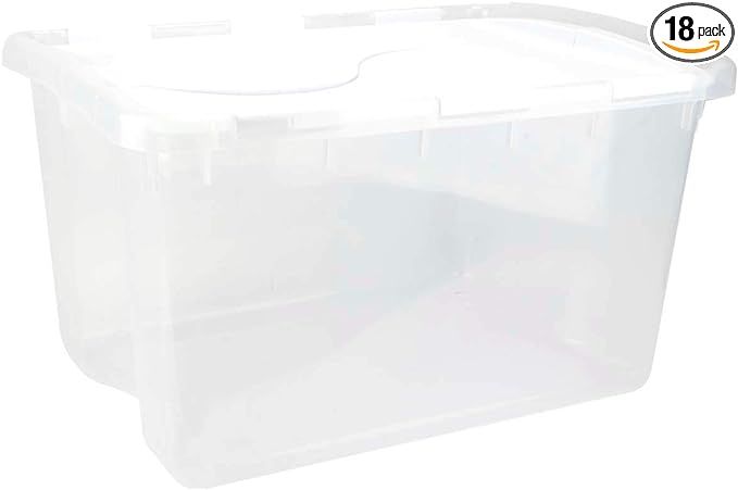 Sterilite 48 Qt Hinged Lid Storage Box, Stackable Bin with Lid, Plastic Container to Organize Hom... | Amazon (US)