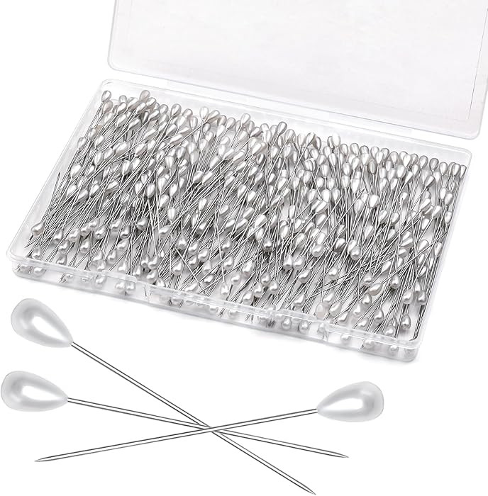 Corsage Pins, 350 Pcs Teardrop Pearl Head Pins, Long Teardrop Pearl Head Pins, White Straight Hea... | Amazon (US)