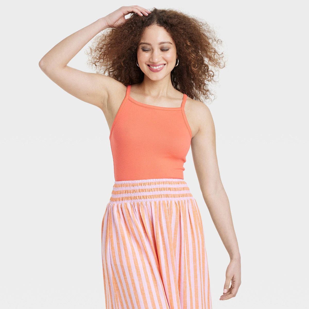 Women's Slim Fit Knit Tank Top - A New Day™ Orange XL | Target