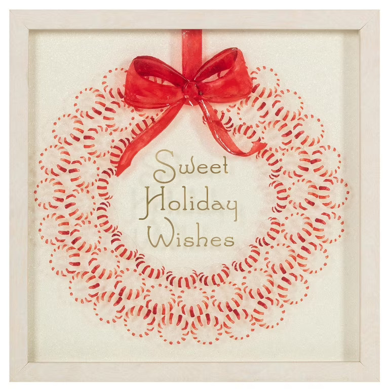 Sweet Holiday Wishes Framed Christmas Wall Art, Red and White, 12" x 12", by Holiday Time | Walmart (US)