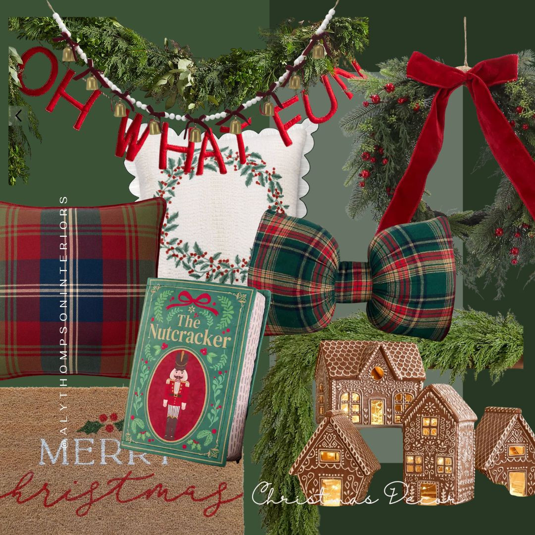 Holiday Decor | Christmas Decor | Garland | Mantle Decor | Red Ribbon | Plaid | Tartan | Christmas Pillows | Gingerbread Houses | Throw Pillows | Christmas Decorations 

 #LTKHoliday #LTKSeasonal #LTKHome
