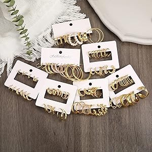42 Pairs Gold Hoop Earrings Set for Women, Fashion Chunky Pearl Earrings Multipack Twisted Statem... | Amazon (US)