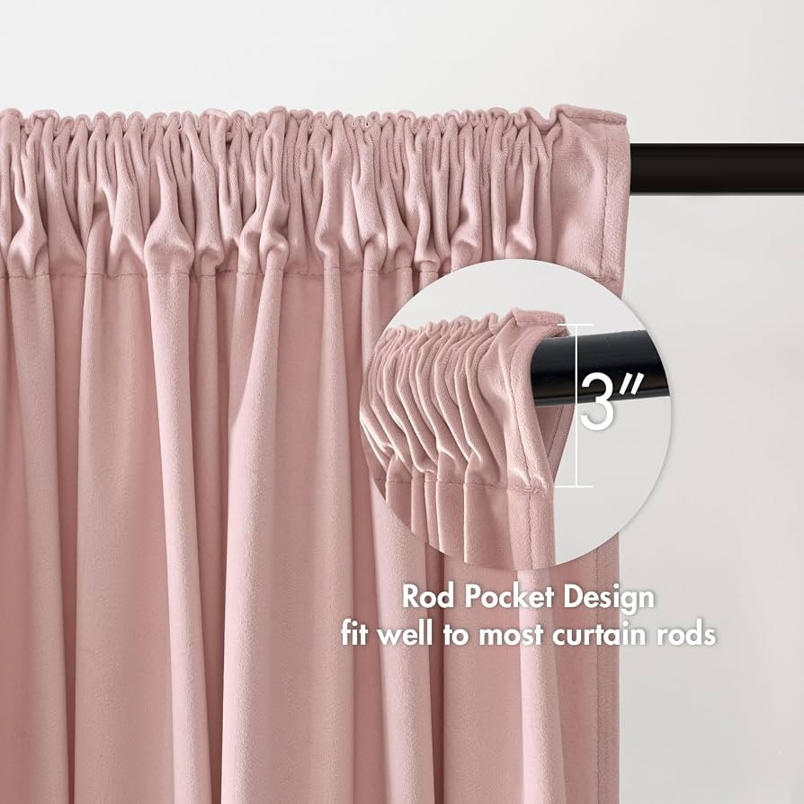 MIULEE Baby Pink Velvet Curtains Thermal Insulated Blackout Curtain Drapes for Bedroom Living Roo... | Amazon (US)