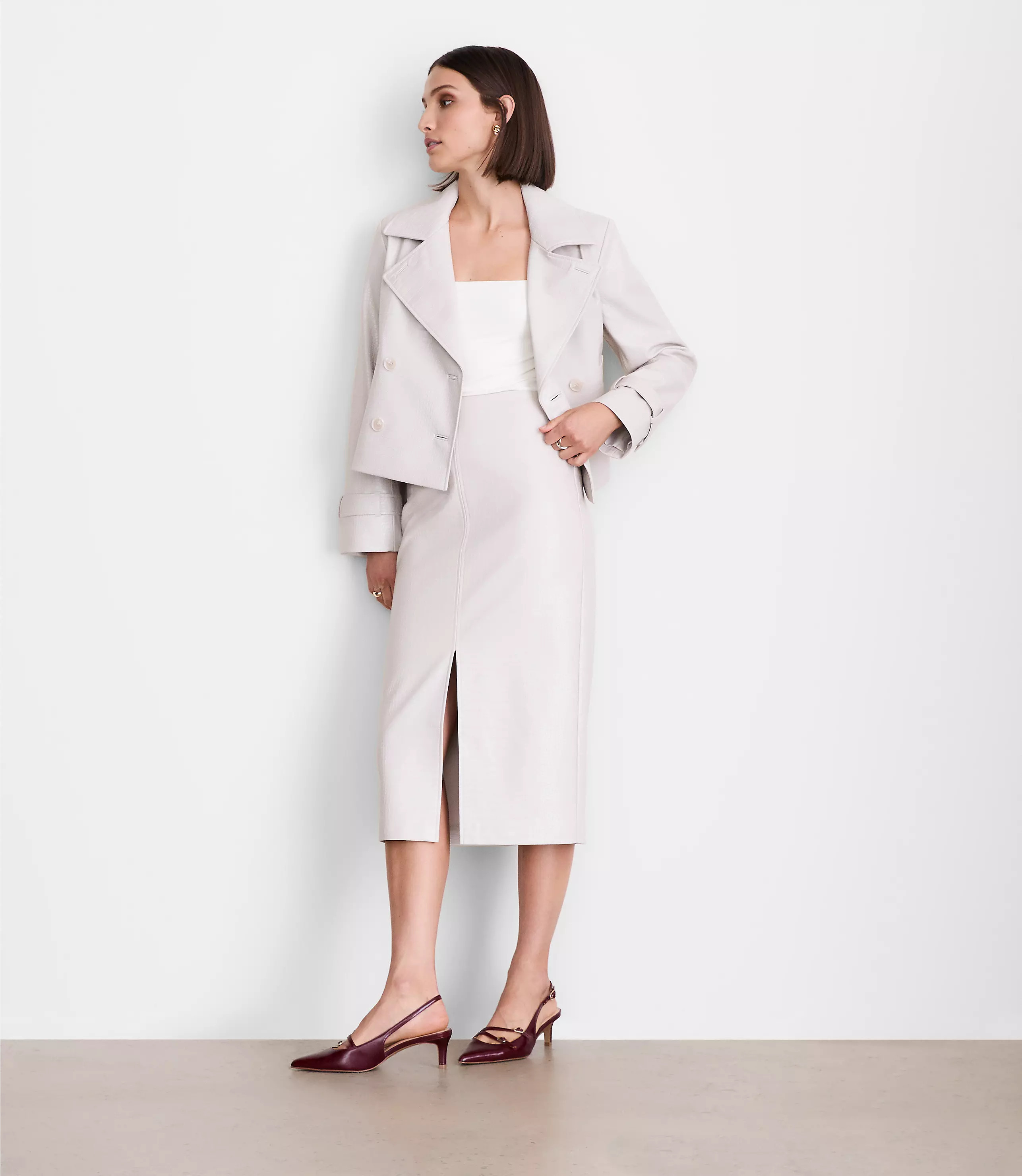 LOFT Versa Embossed Faux Leather Long Skirt | LOFT