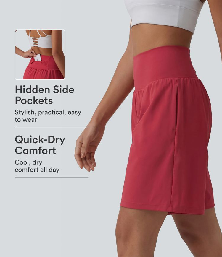 Women\u2019s SoftlyZero\u2122 Airy Super High Waisted 2-in-1 Cool Touch Yoga Shorts 9" with Pocke... | HALARA