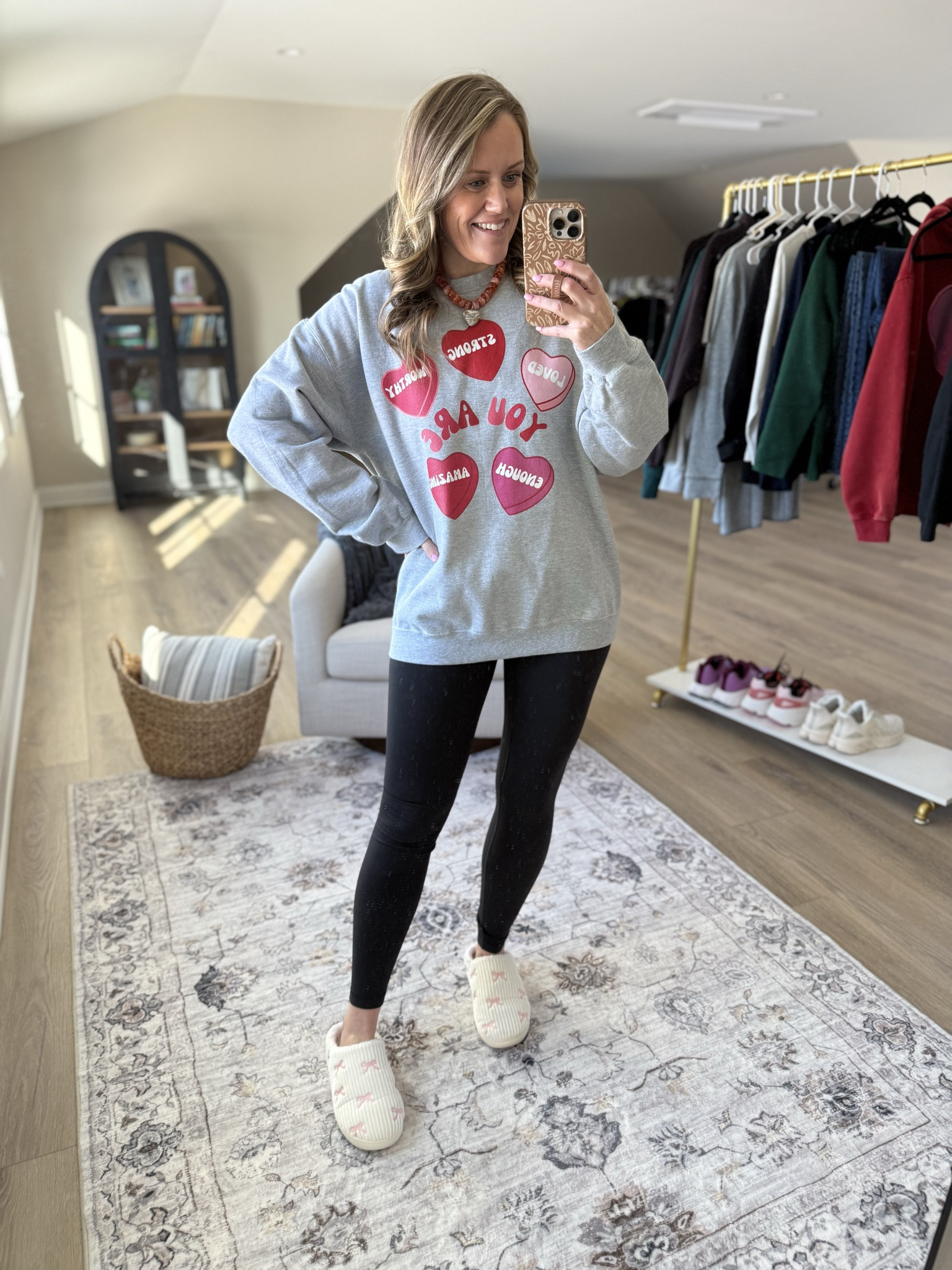 Valentine’s Day
Sweatshirt
Leggings 
Slippers 
Amazon 
Mom outfit 
OOTD 

#LTKootd #LTKmomlife #LTKdayinmylife
