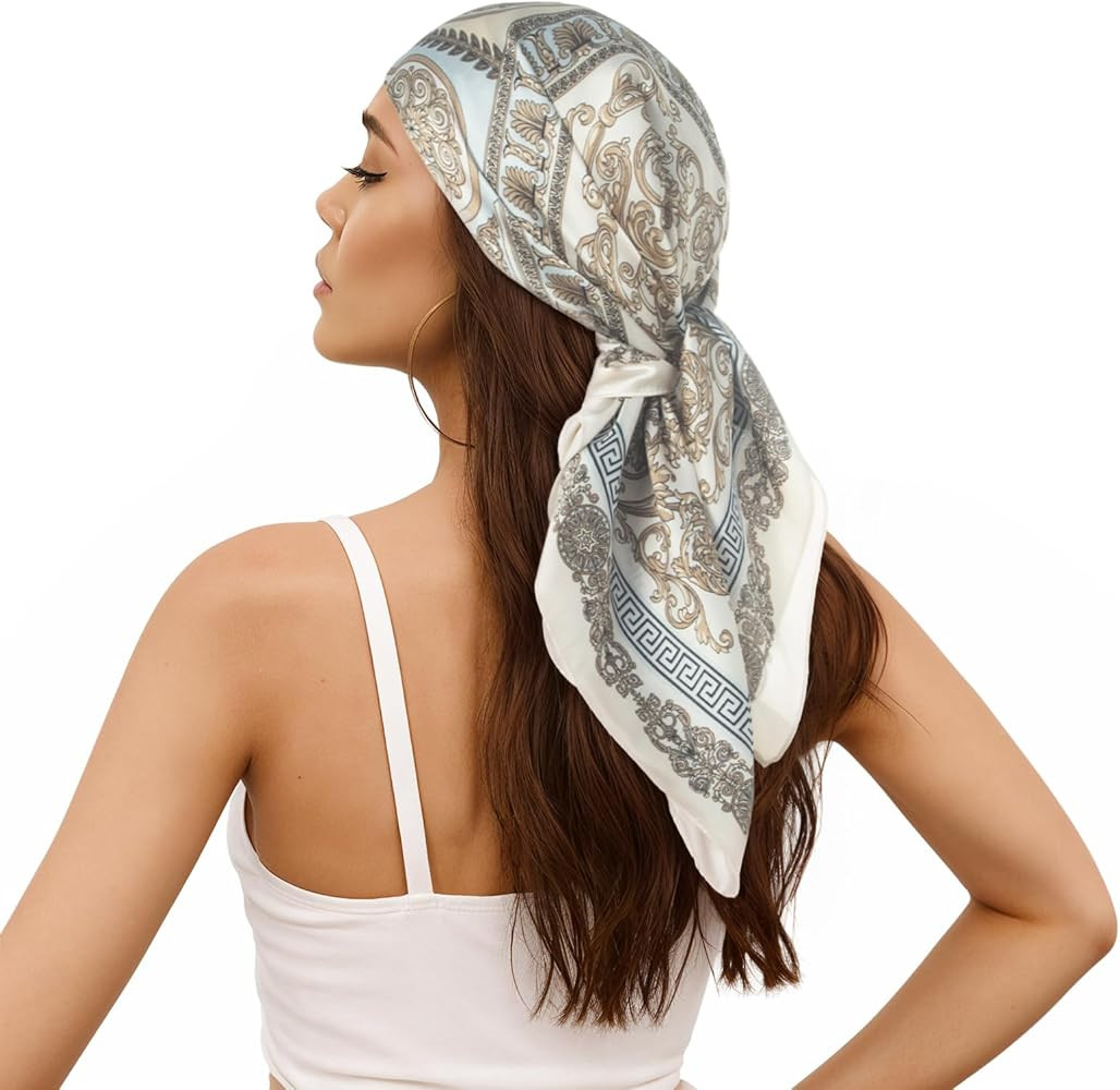 RIIQIICHY Women Head Hair Scarf Like Satin Silk Scarf Sleeping Hair Wrapping Night 27.5" | Amazon (US)