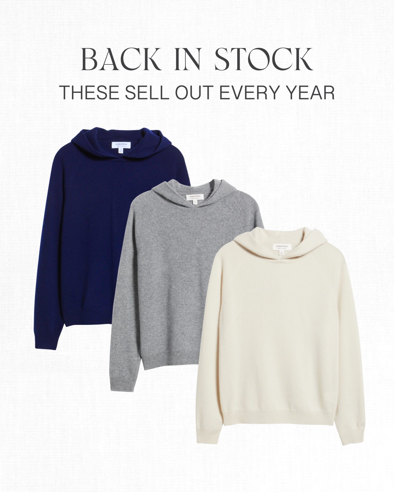 40% off my FAVORITE cashmere hoodies - they're back in stock but not for long!!! Run and get one (or two) I take a small (usually an XS/4 for reference) 

 

#LTKHoliday 

#LTKOver40 #LTKSaleAlert