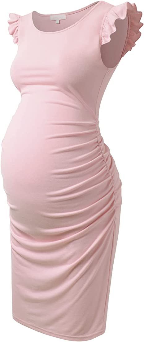 Bhome Maternity Dress Flying Sleeve Casual Pregnancy Summer Dresses | Amazon (US)