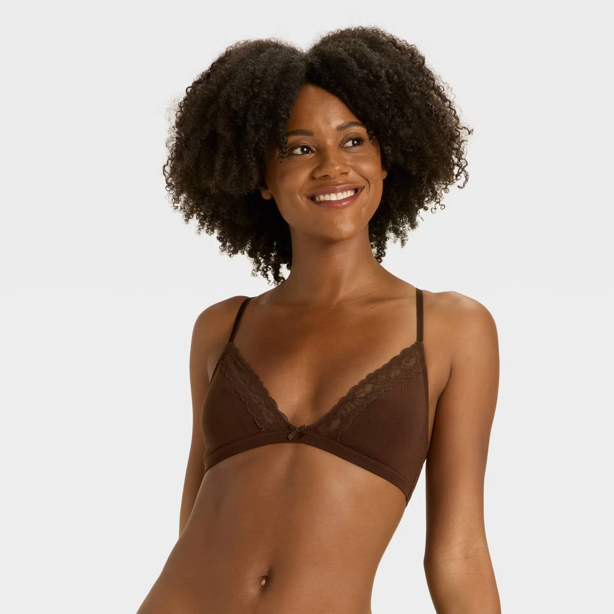 Women's Modal Blend Unlined Triangle Bralette with Lace - Auden™ Rose XS | Target