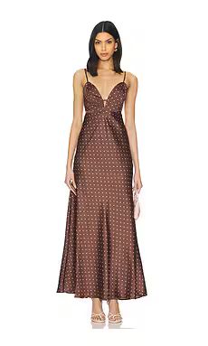 Bardot Karlotta Slip Dress in Brown & Pink Spot from Revolve.com | Revolve Clothing (Global)