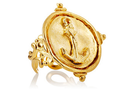 Hand-Cast Gold Anchor Ring | One Kings Lane