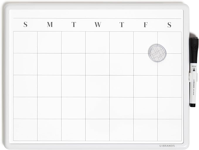 U Brands Magnetic Monthly Calendar Whiteboard, 14" x 11", Dry Erase Monthly Planner Board, Magnet... | Amazon (US)