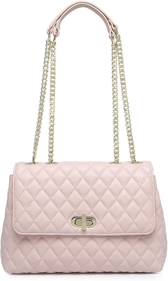 ER.Roulour Quilted Crossbody Bags for Women, Trendy Roomy Shoulder Handbags with Flap Gold Hardwa... | Amazon (US)