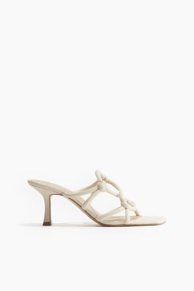 Strappy heeled sandals - Light beige - Ladies | H&M GB | H&M (UK, MY, IN, SG, PH, TW, HK)