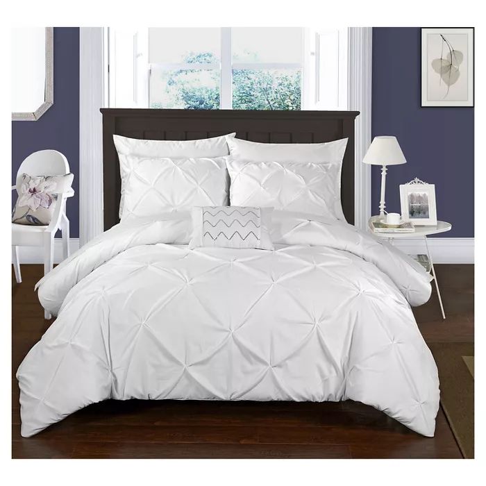 Whitley Pinch Pleated & Ruffled 8 Piece Duvet Cover Set - Chic Home Design™ | Target