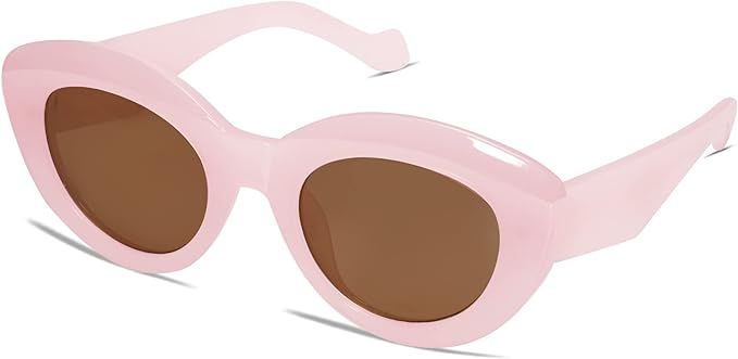 Allarallvr Oversized Large Cateye Sunglasses for Women Trendy Cute Cat Eye Shades Thick Frame Sun... | Amazon (US)