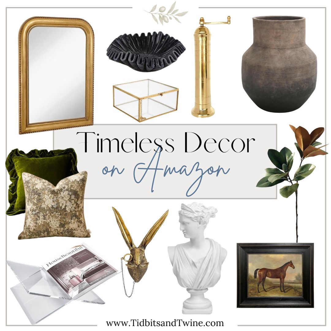 Timeless Amazon Home Decor #amazonhome #amazondecor #goldmirror #brassdecor #greenvelvetpillow #throwpillow #decorativepillow #fakegreenery #fauxstem #marblebust #classicalbust #goldframeart #framedart #glassdecorbox #decorativebox #traditionaldecor #classicdecor #collectedhome #homedecorideas #amazonhome 

 #LTKSpringSale #LTKOver40 #LTKHome